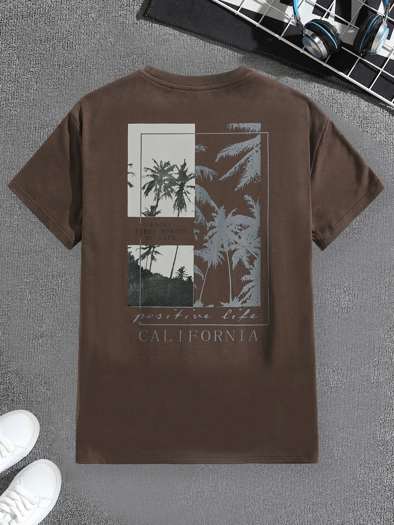 Manfinity RSRT Men'S Color-Block Coconut Tree & Letter Print T-Shirt